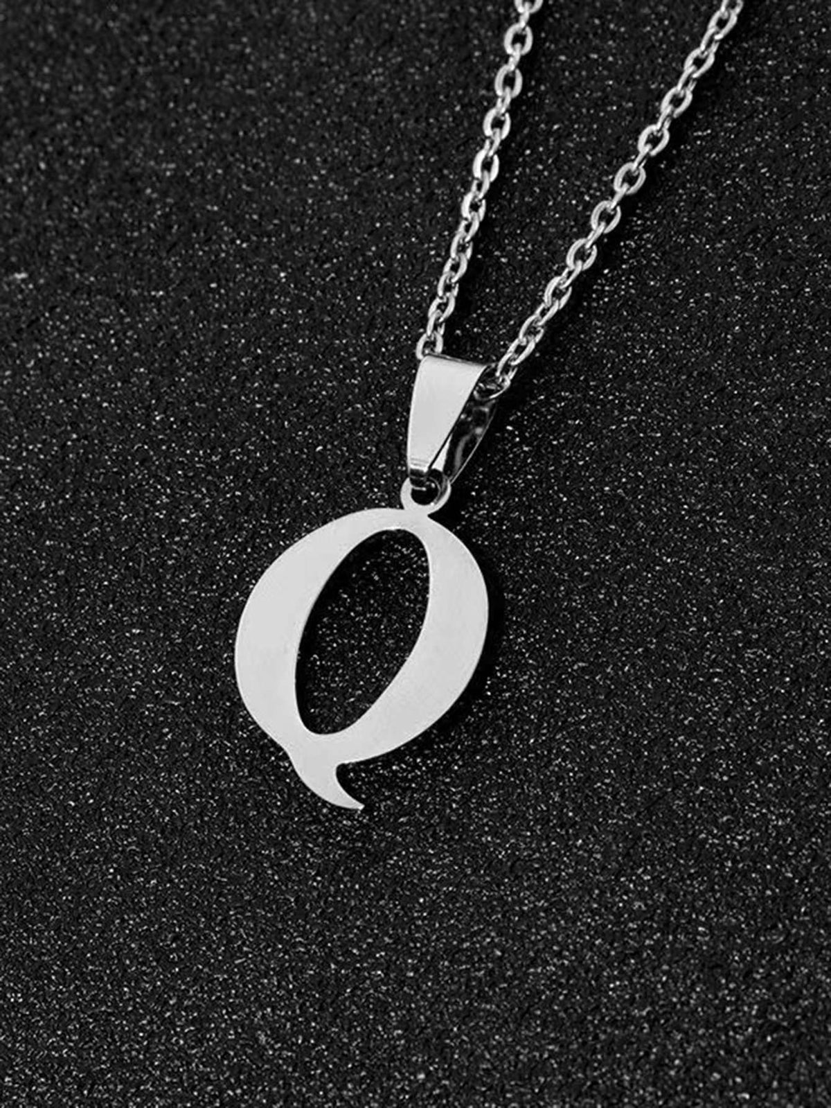 DGIDDK Stainless Steel Fashion Simple A-Z Small Letter Necklace Initial Pendant Fine Chain Alphabet Men Women Jewelry Gift