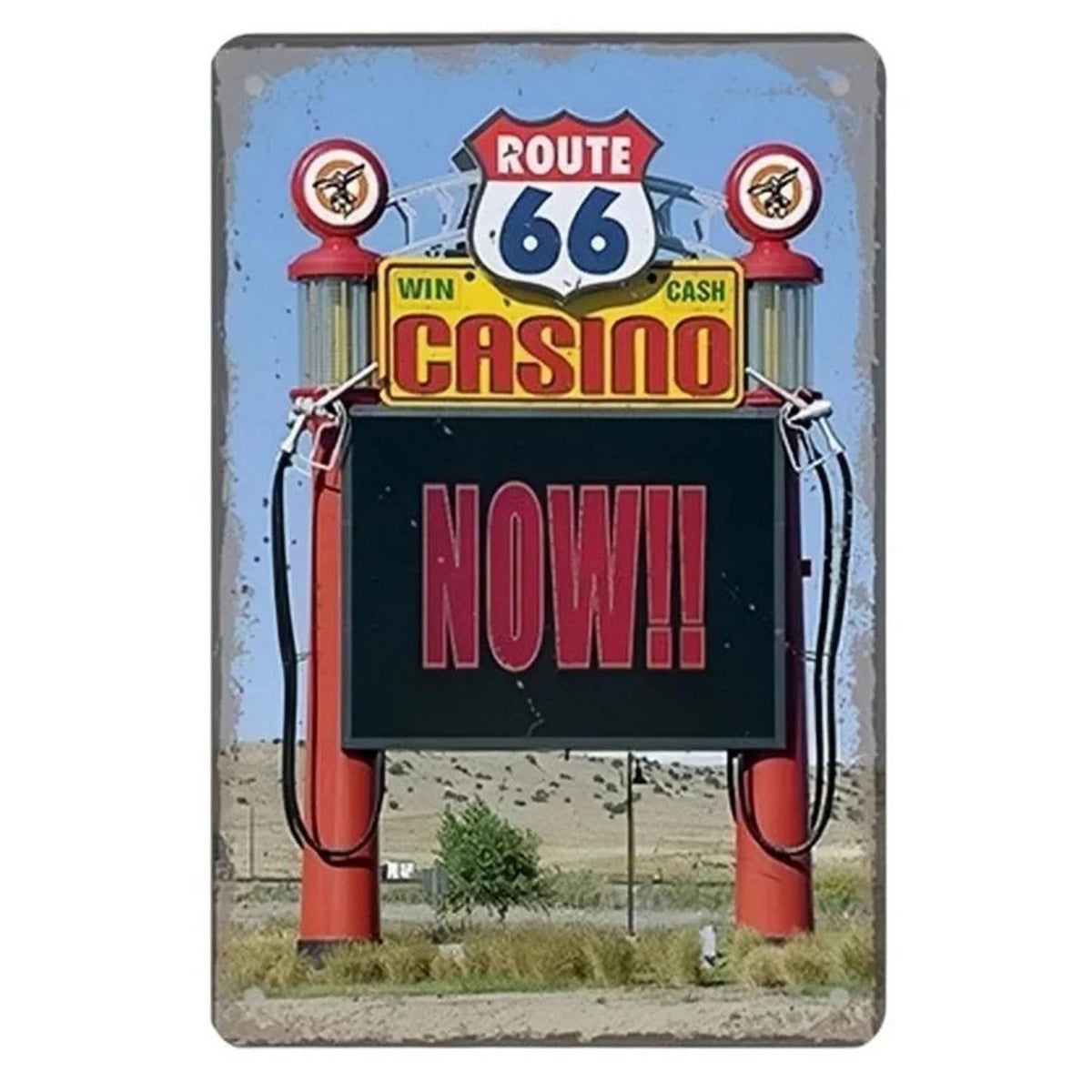 A retro Route 66 neon aluminum sign interesting Route 66 aluminum poster bar decoration restaurant decoration street decoration