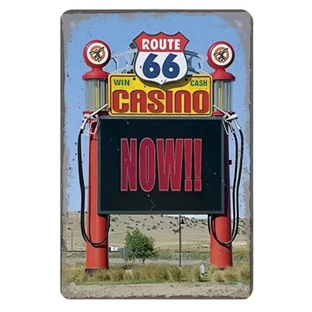 A retro Route 66 neon aluminum sign interesting Route 66 aluminum poster bar decoration restaurant decoration street decoration