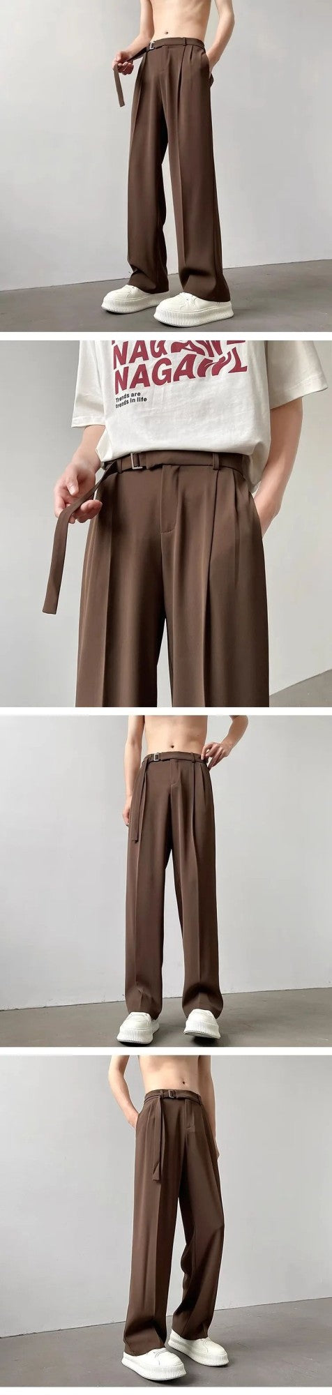 Casualsuit Pants Men's Autumn Japanese Light Luxury Draped Trousers Loose-fit Straight-leg Versatile Wide-leg Long Pants