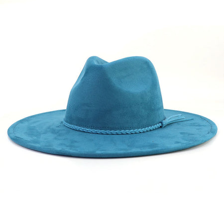 Vegan suede hat belt accessories heart-shaped wide-brimmed fedora hat for men and women felt jazz hat classic chapeau femme