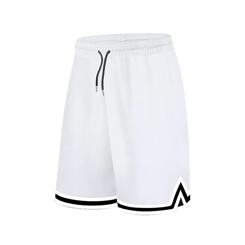 SONECHOKI Knee Length Basketball Shorts Men Striped Loose Running Sport Gym Mesh Breathable Fitness Training Workout Bottom Male