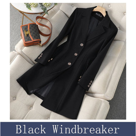 High End Female Coat Long Slim Trench Coat For Women’S England Single Breasted Khaki Women Windbreaker Larger Size Outwear