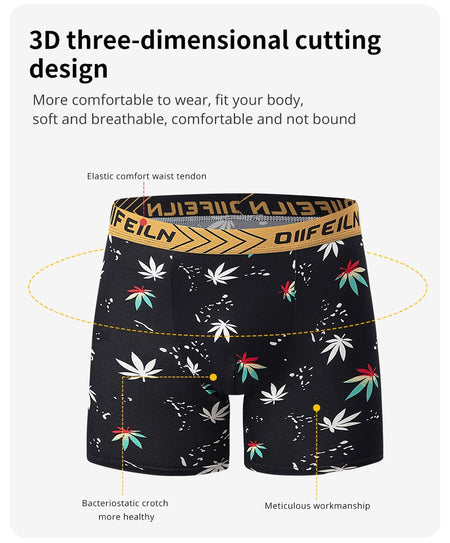 5/7/10 Pcs Men's Long Sports Parent-child Underwear Teenagers To Adults Multi-size Mix And Match Boyshort Elastic Waist Shorts