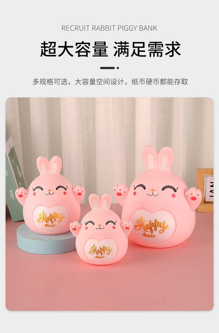 Cartoon Rabbit Piggy Bank Home Living Room Bedroom Ornament Children's Gift Vinyl Anti-fall Piggy Bank Home Accessories
