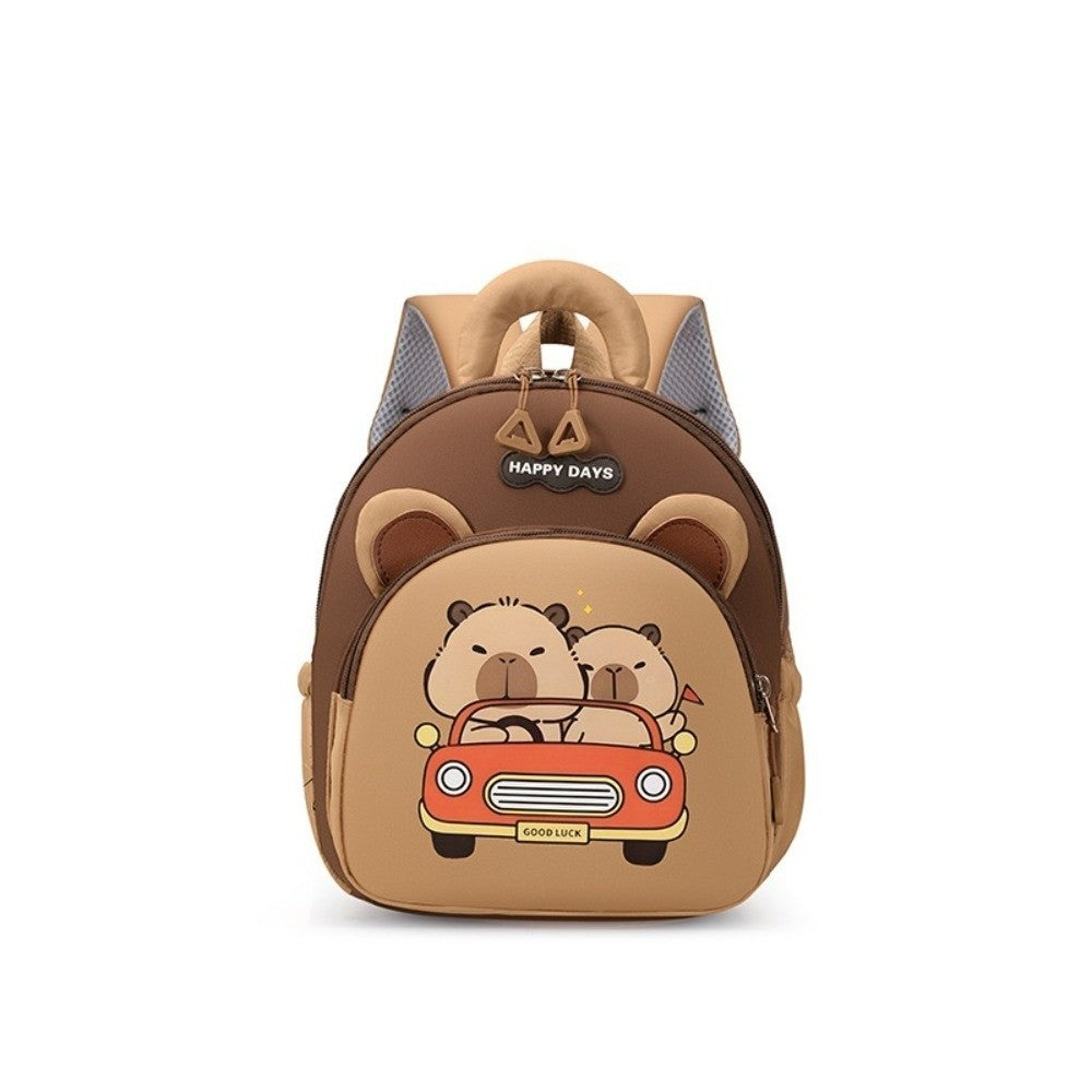 Kawaii Cartoon Capybara Backpack Nylon Lightweight Capybara School Bag Large Capacity Multi-pocket Kindergarten Backpack