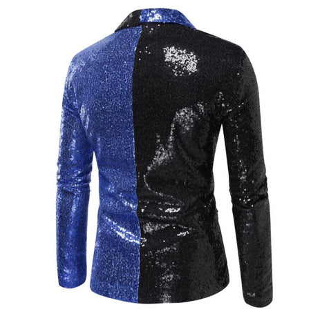 Shiny Gold Sequins Blazer for Men's New Slim Fitting Splicing Men's Suit Night Club Party DJ Stage Singer Dance Show Dress Homme
