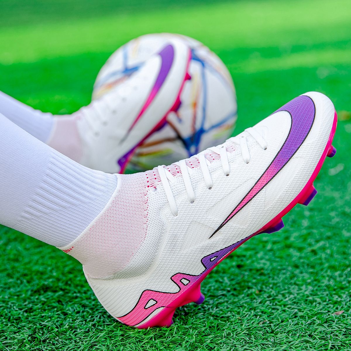 New Men High-top Football Boots Grass Cleats Non-Slip Soccer Shoes Futsal Sneakers High-quality Match Indoor Hot-selling Outdoor