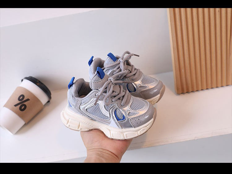 Kids Casual Sports Shoes with Thick Soles Boys Girls Fashion Versatile Sneakers 2024 New Children Mesh Breathable Running Shoes
