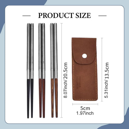 Portable Lightweight Versatile Wooden Chopsticks with Storage Pouch for Outdoor