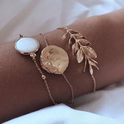Cuban Chain Bracelet Set for Women, Gold Color, Boho Retro, Thick Twist, Trendy Quality Jewelry Gifts, 11Pcs, 2024