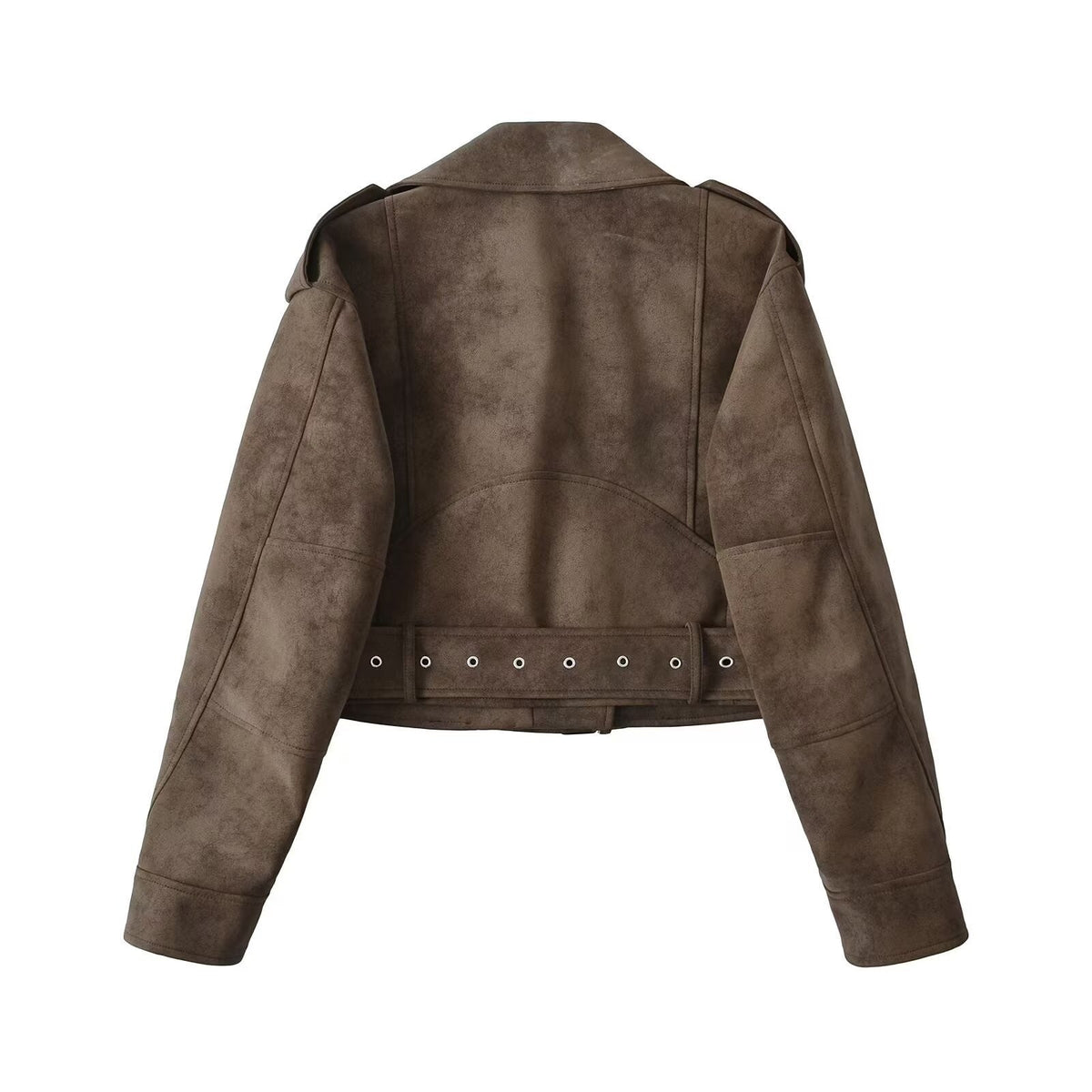 European style new women's fashion versatile temperament retro design velvet PU motorcycle jacket short coat