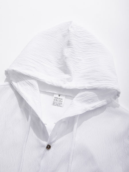 Men's Cotton Linen Long Sleeve Shirt Breathable Summer Spring Casual Button Up Lightweight Hawaiian Beach Top Hoodie T-Shirt New