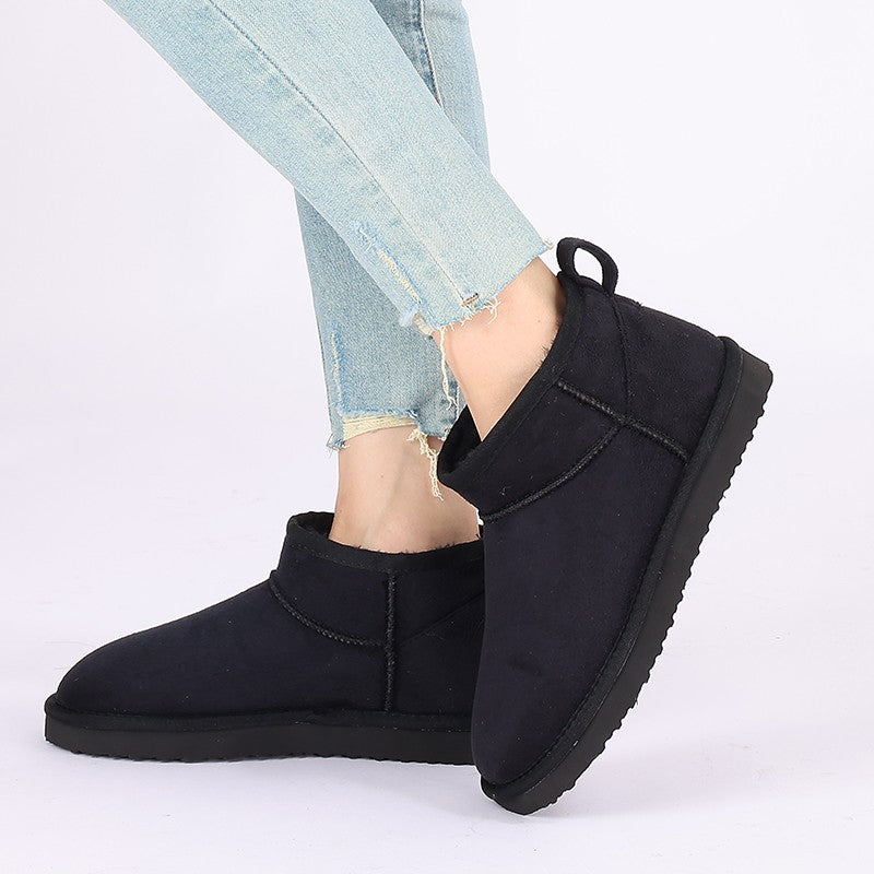 Smile PoP New Winter Cotton Women Boots Warm Suede Women Shoes Casual Plush Mini Cotton Snow Boots Nonslip Furry Ankle Shoes