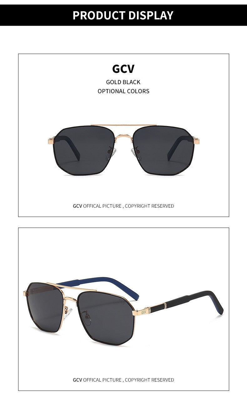 GCV 2025 Brand Classic Pilot Square Polarized Sunglasses Metal Frame Men's Driving Male Sun Glasses Eyewear UV Blocking Luxury