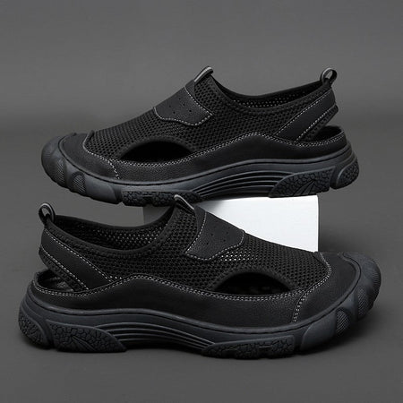 Outdoor Trendy Sandals Summer Mesh Hollow Casual Outerwear Shoes Men's Breathable Sports Shoes Beach Sandals New
