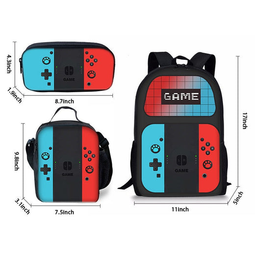 Creative game console printed school backpack 3pecs/set backpacks for teenage boys girls Nylon waterproof school bags book bags