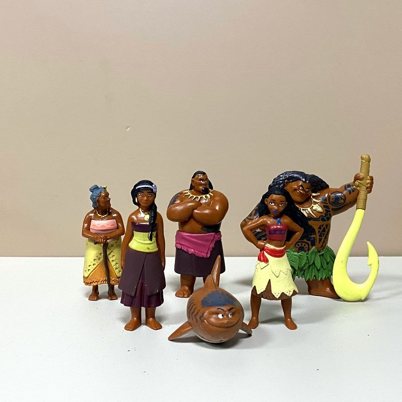 Lot 10pcs/Set  5-8CM Disney Moana Princess Moana Cheif Tui Maui Grandma Tala Pua Pig Rooster Kakamora Action Figures Decoration