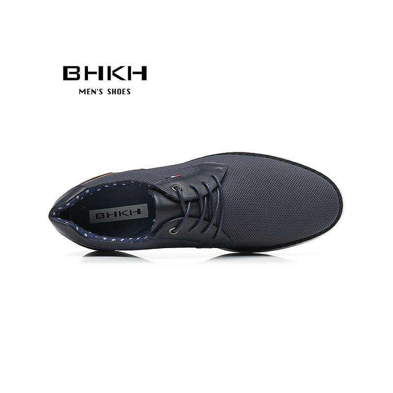 BHKH 2025 Genuine Leather Dress Shoes Comfy Men Casual Shoes Smart Business Work Office Lace-up Men Shoes