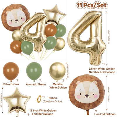 11pcs Cartoon Jungle Safari Animal Head Balloon Lion for Birthday Party Decor 40inch Platinum Digit Jungle Party Decoration Gift