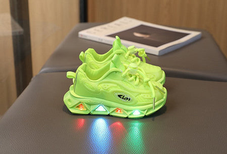 Baby Shoes2025 Spring Autumn New Boys and Girls Light Up Clunky Sneaker Small and Medium-sized Children's Soft Soled Baby Shoes
