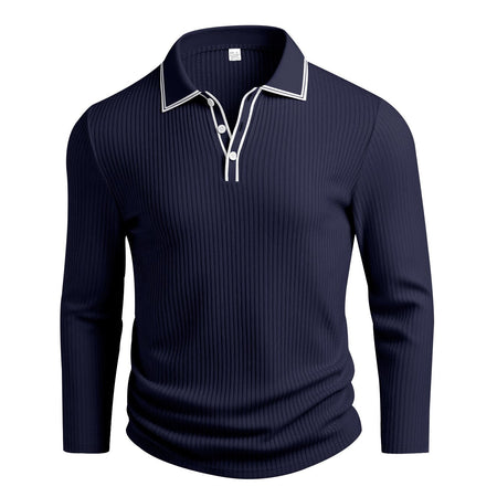 Spring And Autumn New Men's Striped Long Sleeve Polo Shirt Slim Fit Collar Multi Color Business And Leisure Versatile Men's Top