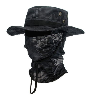2Pcs/Set Wide-brimmed Hat Balaclava Mixed Set Men Sunscreen Boonie Cap Outdoors Hiking Camping Fishing Hat Sun Hat Fisherman Hat