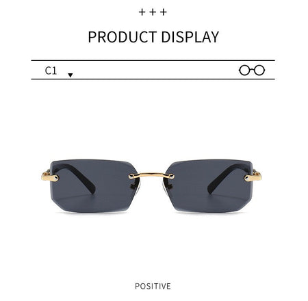 Rimless Sunglasses Rectangle Fashion Popular Women Men Shades Small Square Sun Glasses for Female Male Summer Traveling Oculos