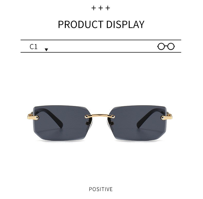 Rimless Sunglasses Rectangle Fashion Popular Women Men Shades Small Square Sun Glasses for Female Male Summer Traveling Oculos