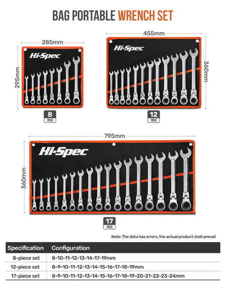 Hi-Spec Adjustable Torque Ratchet Socket Wrench Set Universal Wrench For Bicycle And Motorcycle Repairs Mechanical Tools Kit