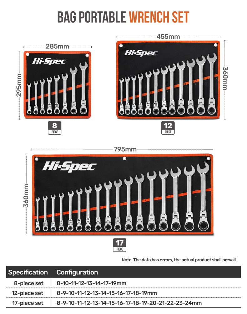 Hi-Spec Adjustable Torque Ratchet Socket Wrench Set Universal Wrench For Bicycle And Motorcycle Repairs Mechanical Tools Kit