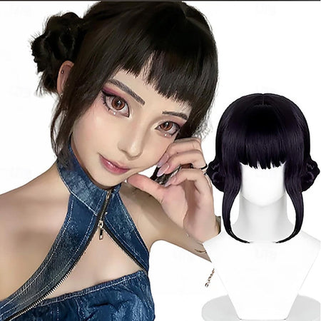 Synthetic Hair Wigs Dark Purple  Costume  Cosplay Wig Anime Wigs Medium Straight Hair Accessory for Holloween