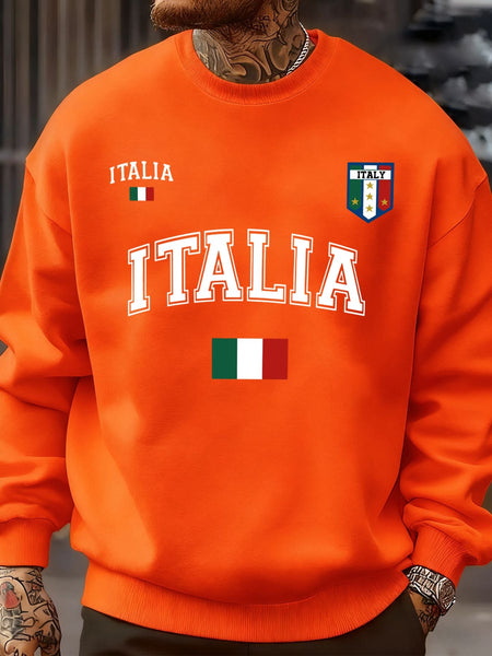 Italia Italian Flag Design Men Sweatshirt Creative Fleece Streetwear Fashion Clothes Autumn Hip Hop Pullovers Casual Tops