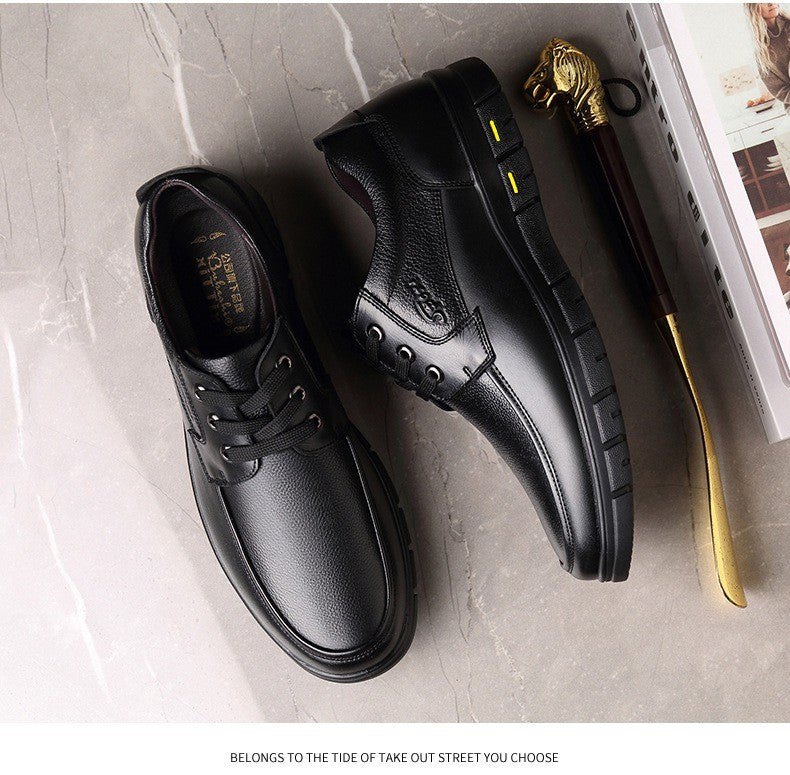 Hot Sale Men Genuine Leather Casual Shoes Soft Sole Lace-up Luxury Brand Middle-aged Old Man Dad Lightweight Loafers Shoes