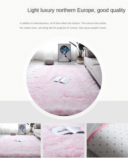VIKAMA Ultra Soft Shaggy Round Rug Pad Fluffy White Carpet Living Room Home Decor Bedroom Kids Room Salon Thick Pile Carpet