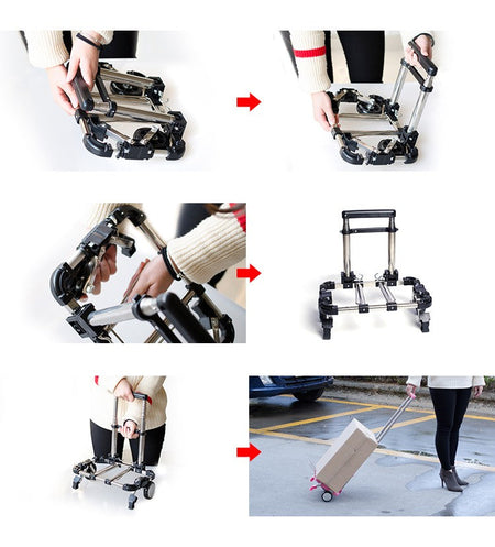 Full folding stainless steel luggage car Bearing capacity 30kg luggage Easy to carry trolley suitcase  Schoolbags shopping carts