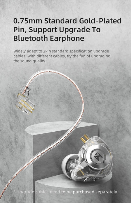 KZ EDX PRO Dynamic Earphones HIFI Bass Earbuds In Ear Monitor Sport Noise Cancelling Headset