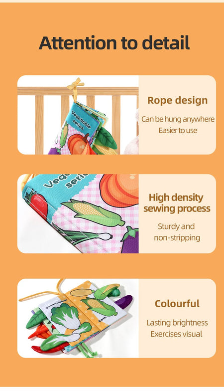 Baby Cloth Book 6-page 0-3 Year Old Infant Early Education Toys Vegetable Enlightenment Cognition Cloth Book Baby Toys