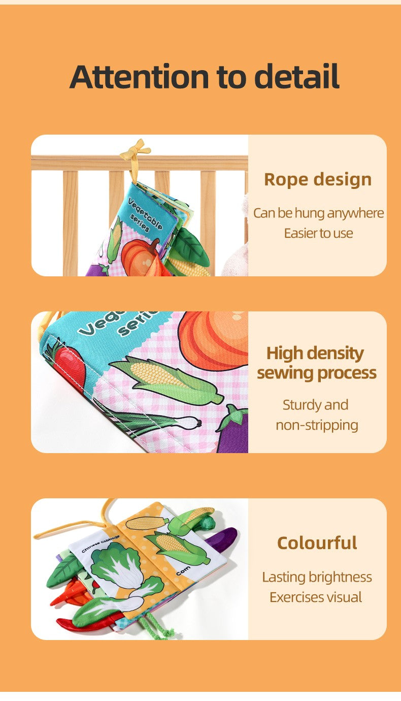 Baby Cloth Book 6-page 0-3 Year Old Infant Early Education Toys Vegetable Enlightenment Cognition Cloth Book Baby Toys