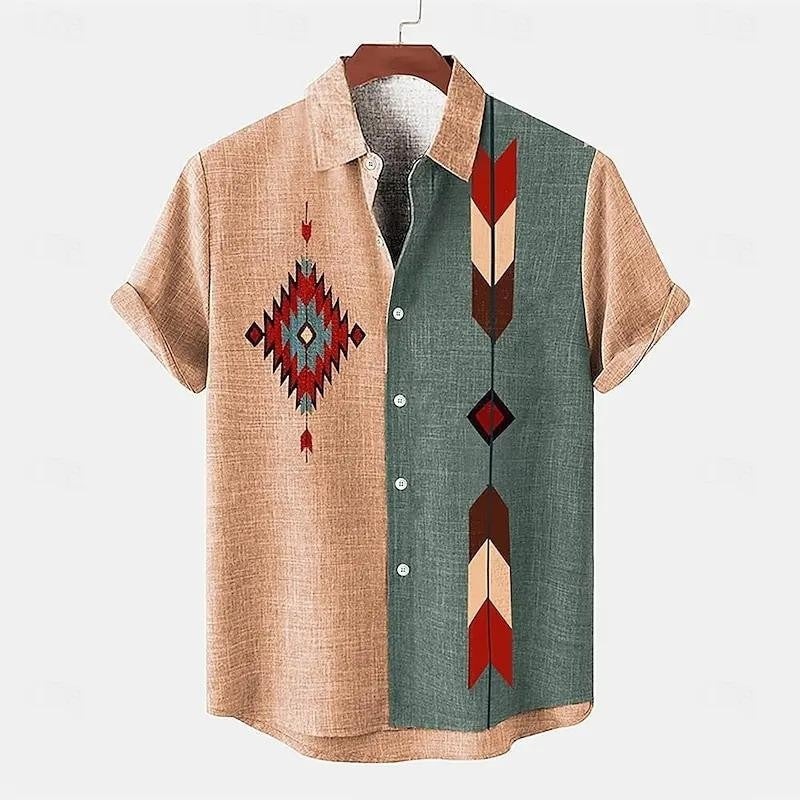Men's Summer Hawaiian Casual Fashion Social Beach Style Short Sleeved Printed Loose Retro Vacation Shirt Camisas Estampadas