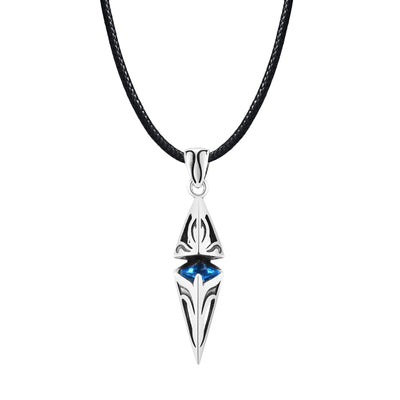 Vnox Stylish Blue Stone Necklaces for Men, Stainless Steel Cube Geometric Pendant Collar Jewelry, Birthday Party Gifts for Him