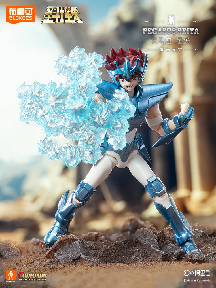 New Genuine BLOKEES Gold Saint Seiya Sagittarius Seiya Pegasus Aiolos Tenma Pegasus Action Figure Toy Assembly Figure Toy Gift