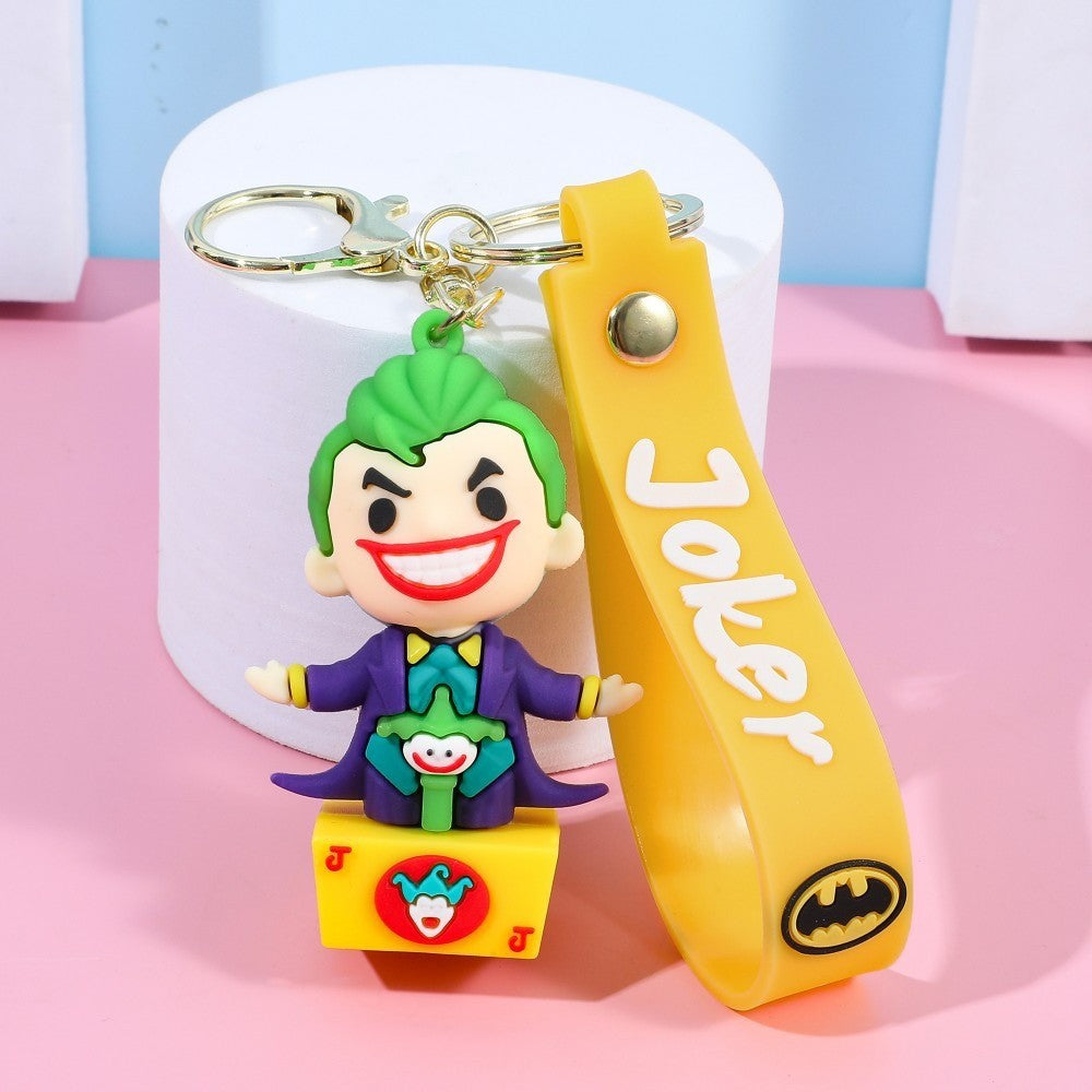 Anime Harley Quinn cartoon Marvel Batman Joker image doll bag keychain cute pendant Wonder Woman car accessories keychain