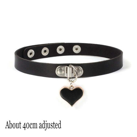 Woman Black Punk Choker Collar Necklace Sexy PU Leather Heart Lock Key Spike Chocker Gothic Cosplay Accessories Party Jewelry