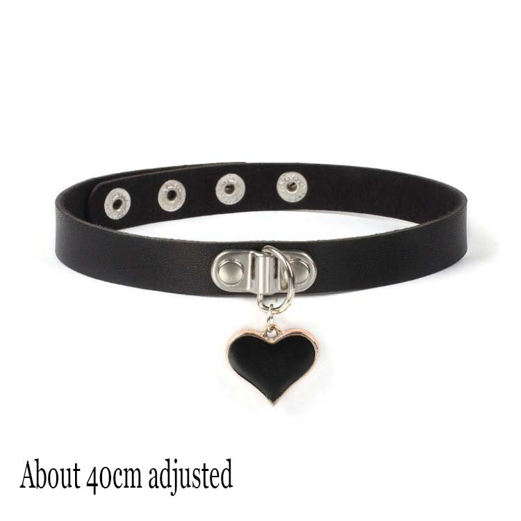 Woman Black Punk Choker Collar Necklace Sexy PU Leather Heart Lock Key Spike Chocker Gothic Cosplay Accessories Party Jewelry