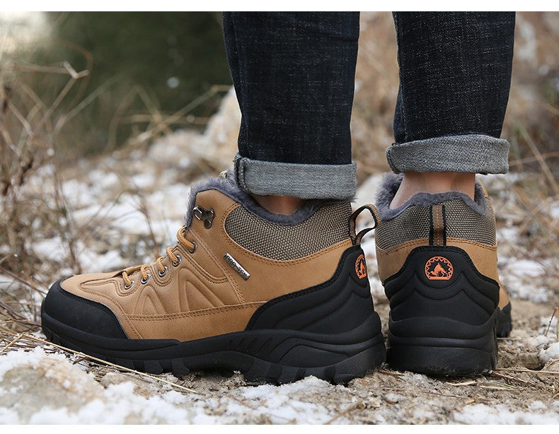 Brand Winter Men's Boots Warm Men's Snow Boots High Quality Leather Waterproof Men Sneakers Outdoor Men Hiking Boots Work Shoes