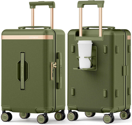 Joyway 22 inch Lightweight, Thin and Durable Short-trip Luggage Suitcase with Cup Holder, TSA Lock, Spinner Wheels