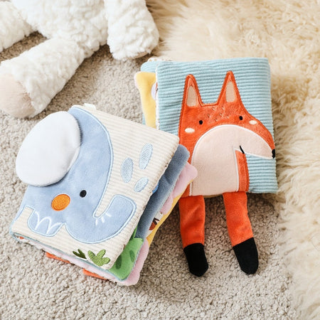 Baby Toys for 0 12 Months Cloth Book Early Educational Sensory Book Baby Soft Books Fluffy Cartoon Elephant Books With Mirror