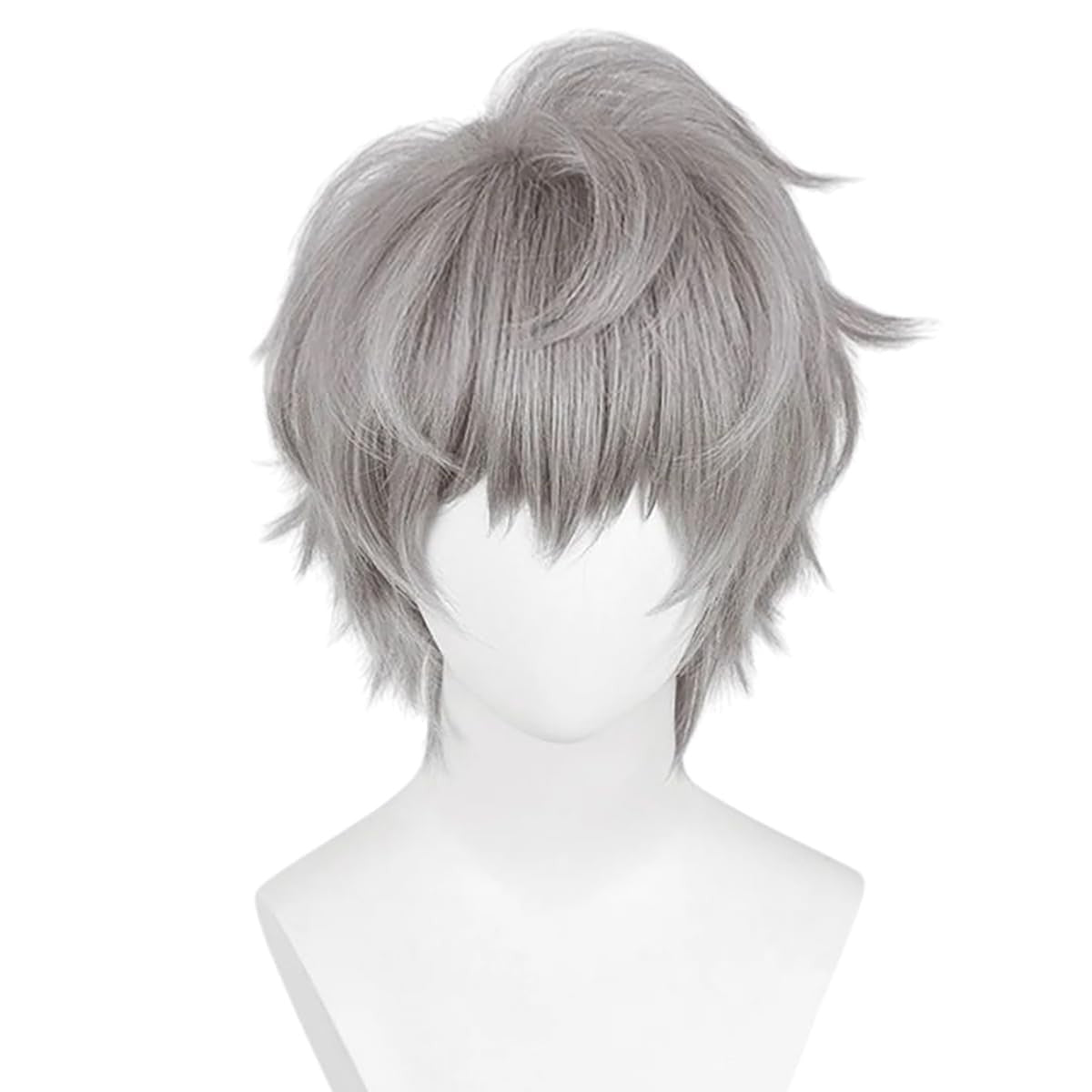Unisex Short Blonde Wig for Cosplay Costumes Synthetic Fiber Wig with Bangs Halloween Party Anime Wig