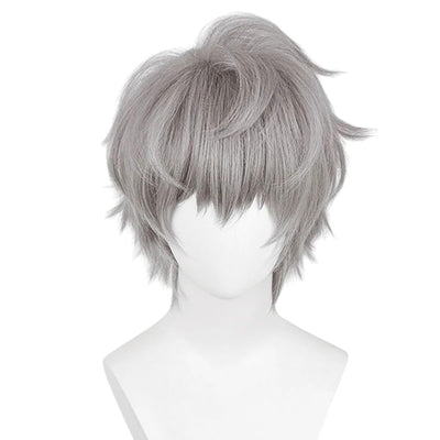Unisex Short Blonde Wig for Cosplay Costumes Synthetic Fiber Wig with Bangs Halloween Party Anime Wig